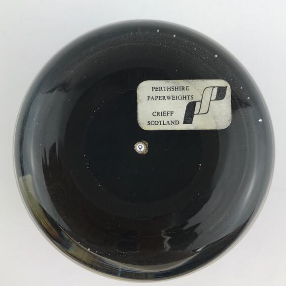 Perthshire PP54 1983 Lampwork Flower Petals Leaves Black Ground LE Paperweight - Picture 3 of 13